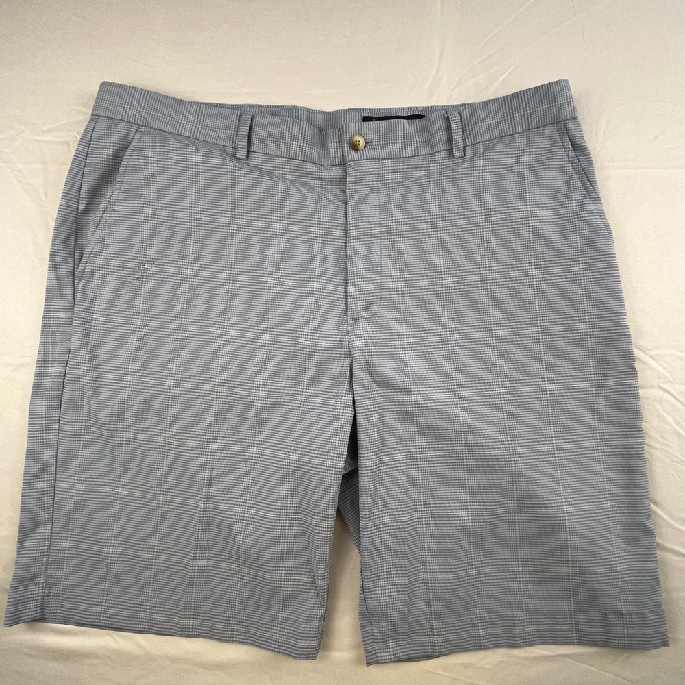 GREG NORMAN GOLF   MENS  38   GRAY   PLAID   STRETCH    SHORTS